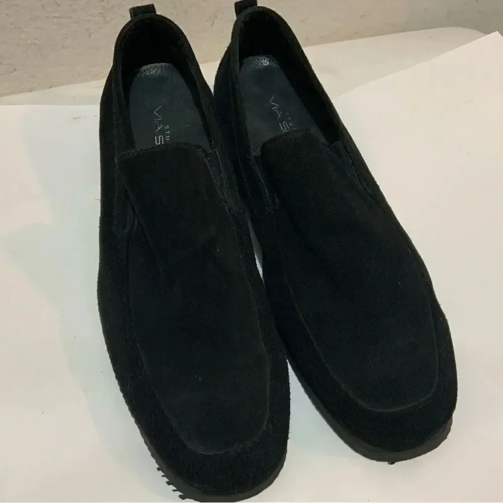 Via Spiga Studio Black Suede Men Loafers Size 10.5 M LikNew